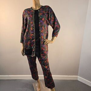 Vintage Multicolor Sleepwear 2 Piece Pajama Set Size Small